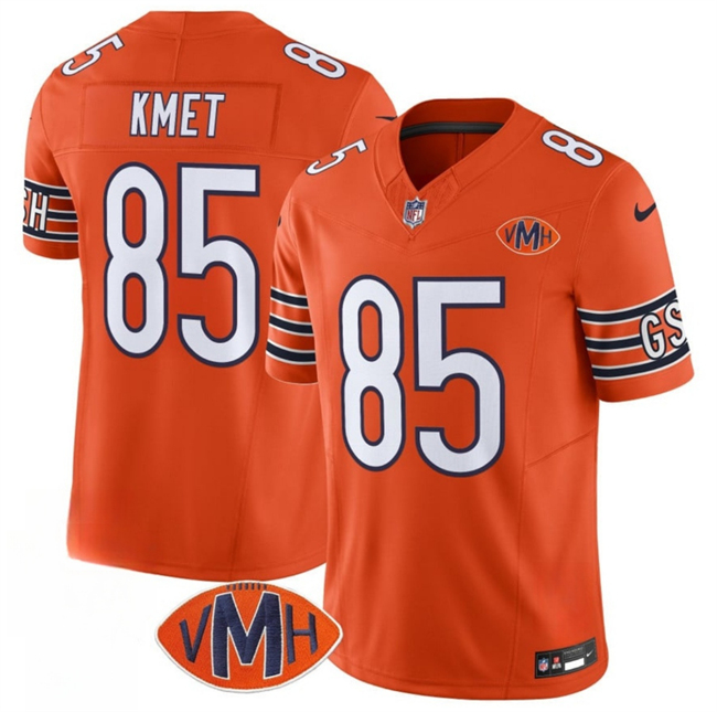 Men's Orange Chicago Bears #85 Cole Kmet 2025 F.U.S.E. With VMH Patch Vapor Untouchable Limited Stitched Football Jersey